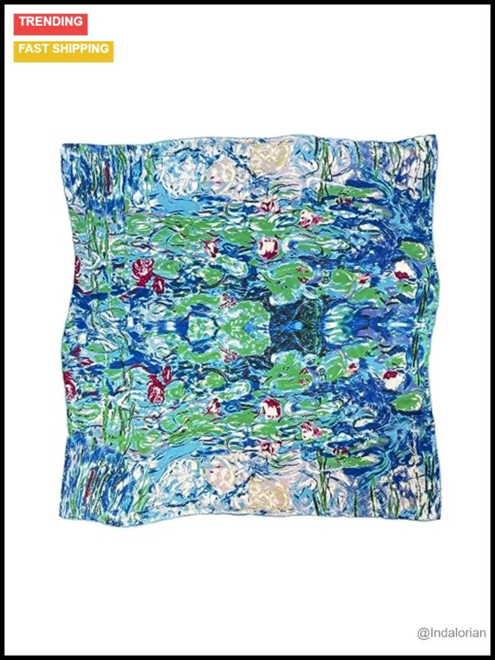 100% Pure Silk Scarf for Women Square Shawl Wrap Art Print Bandana